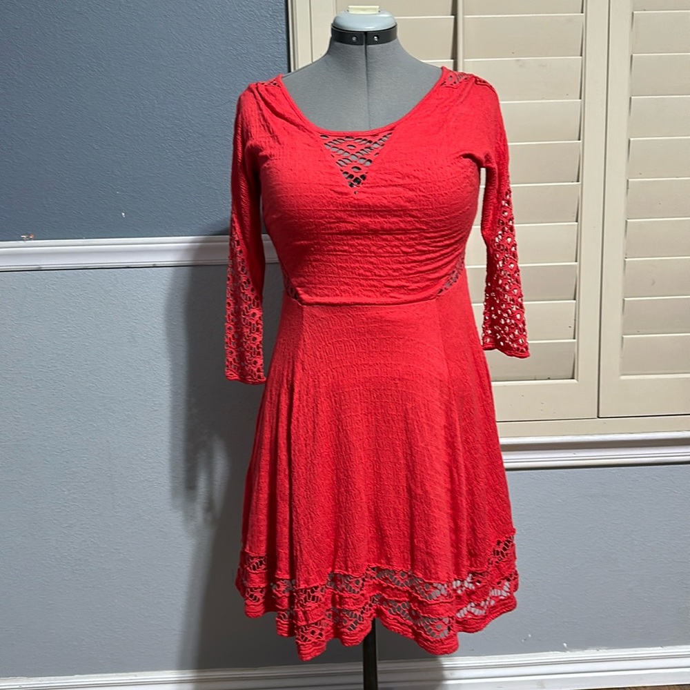 Free People Eyelet sleeve dress